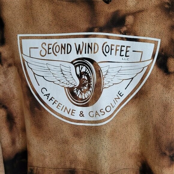 Champion Reverse Weave Bleach-Dye Hoodie Second Wind Coffee Caffeine & Gasoline - Picture 3 of 11